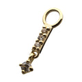 14Kt Yellow Gold Clear CZ Bar with Dangle Prong Set Round Clear CZ Charm