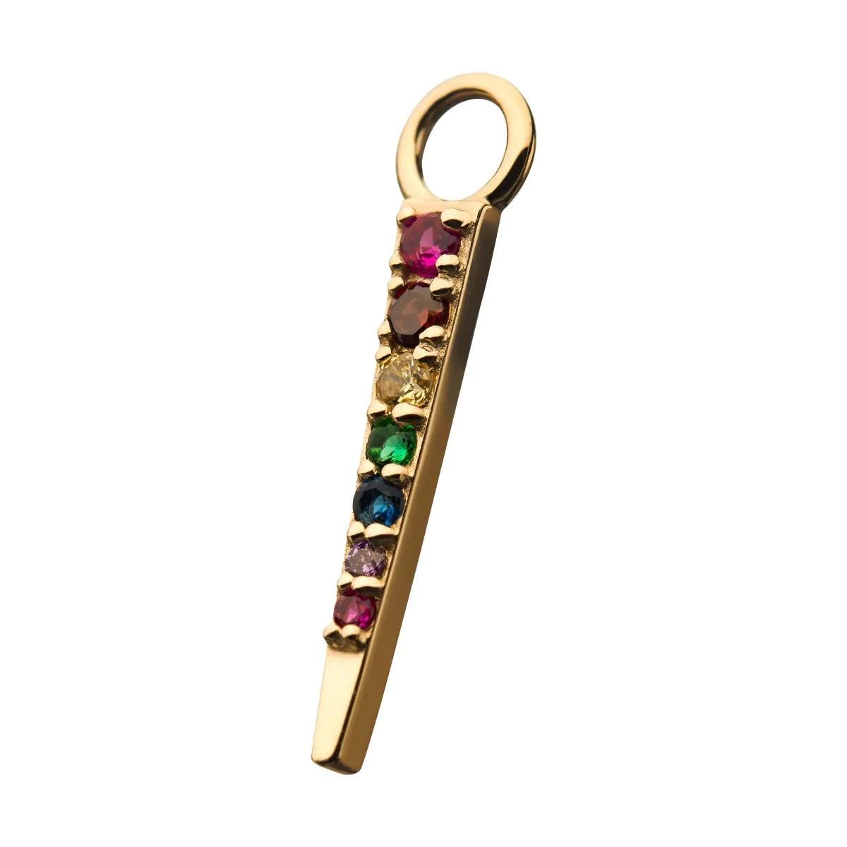 14Kt Yellow Gold Triangle with Prong Set 7 CZ Charm