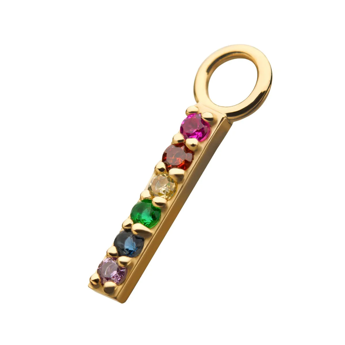 14Kt Yellow Gold Bar with Prong Set 6 CZ Charm