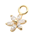 14Kt Yellow Gold Flower with Prong Set Oval Clear CZ Charm