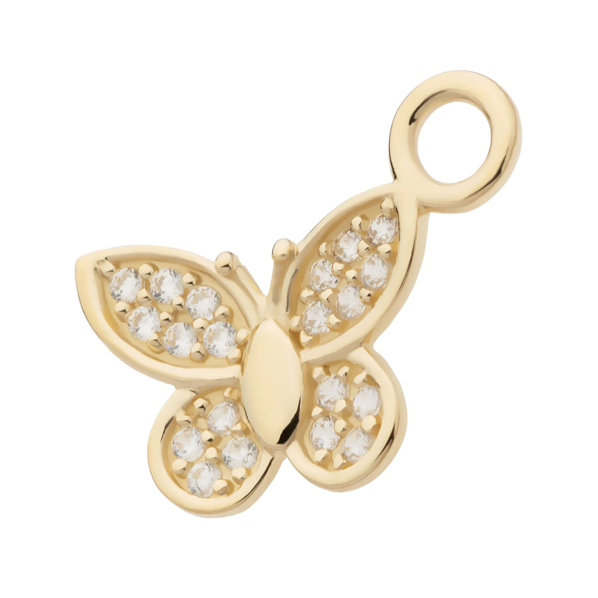 14Kt Yellow Gold Butterfly with Pave Set CZ Charm
