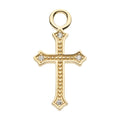 14Kt Yellow Gold Antique Cross with Prong Set CZ Charm