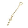 14Kt Yellow Gold Dagger Dangle Charm with 10mm Chain
