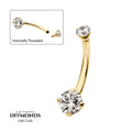 14Kt Gold Internally Threaded Double Round 4-Prong Clear Lab-Grown Diamonds Non-Dangle Navel