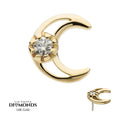 14kt Gold Threadless Cut Out Crescent Moon Top with Center Round Lab-Grown Diamond