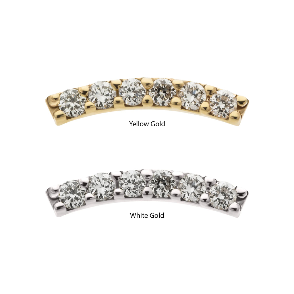14kt Gold Threadless Curved Bar Top with 6-Cluster Prong Set Lab-Grown Diamonds