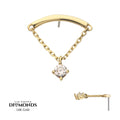 14Kt Yellow Gold Threadless Curved Bar Top with 4-Prong Lab-Grown Diamond Dangle