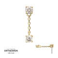 14Kt Yellow Gold Threadless Double Prong Set Lab-Grown Diamonds Dangle Top
