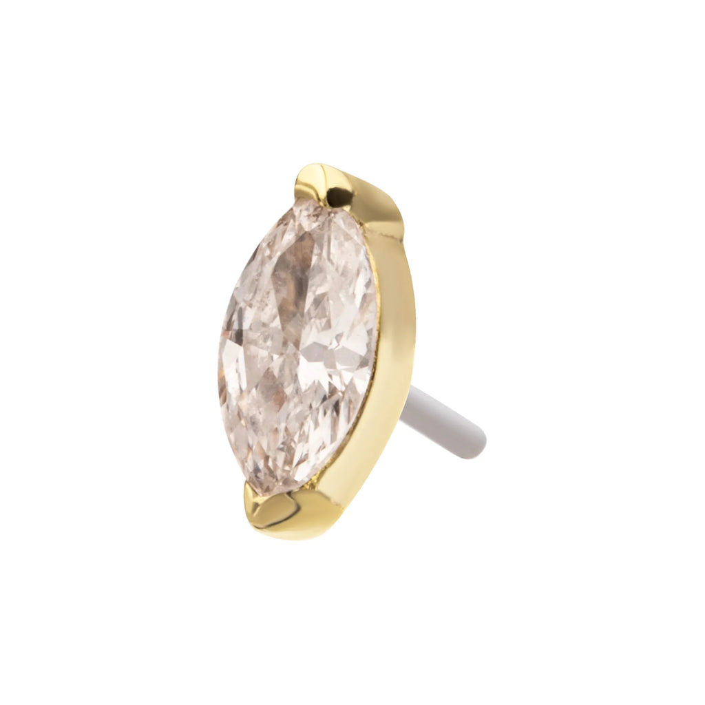 14Kt Yellow Gold Threadless 2-Prong Marquise Lab-Grown Diamond Top