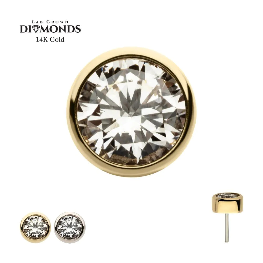 14Kt Gold Threadless Top with Bezel Set Round Lab-Grown Diamond