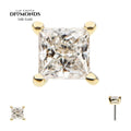 14Kt Gold 4 Prong Setting Princess Cut Clear Lab-Grown Diamond Threadless Top