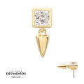 14Kt Gold Threadless Bezel Princess Cut Lab-Grown Diamond Top with Spike Dangle