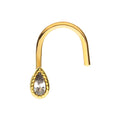 14kt Yellow Gold Pear-Shaped Clear CZ Nose Screw