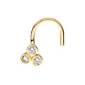 14Kt Yellow Gold Bezel Round CZ Trinity Nose Screw