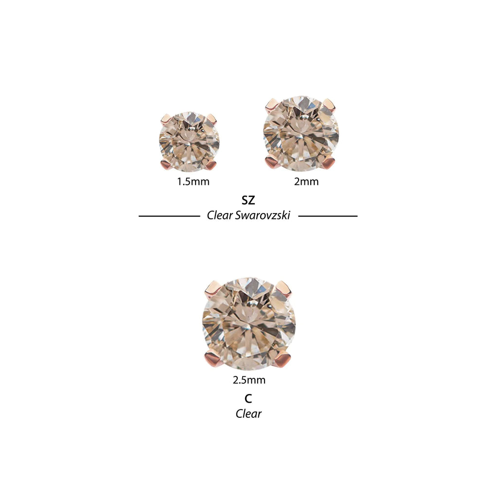 14Kt Rose Gold Threadless with Prong Set Round CZ Top