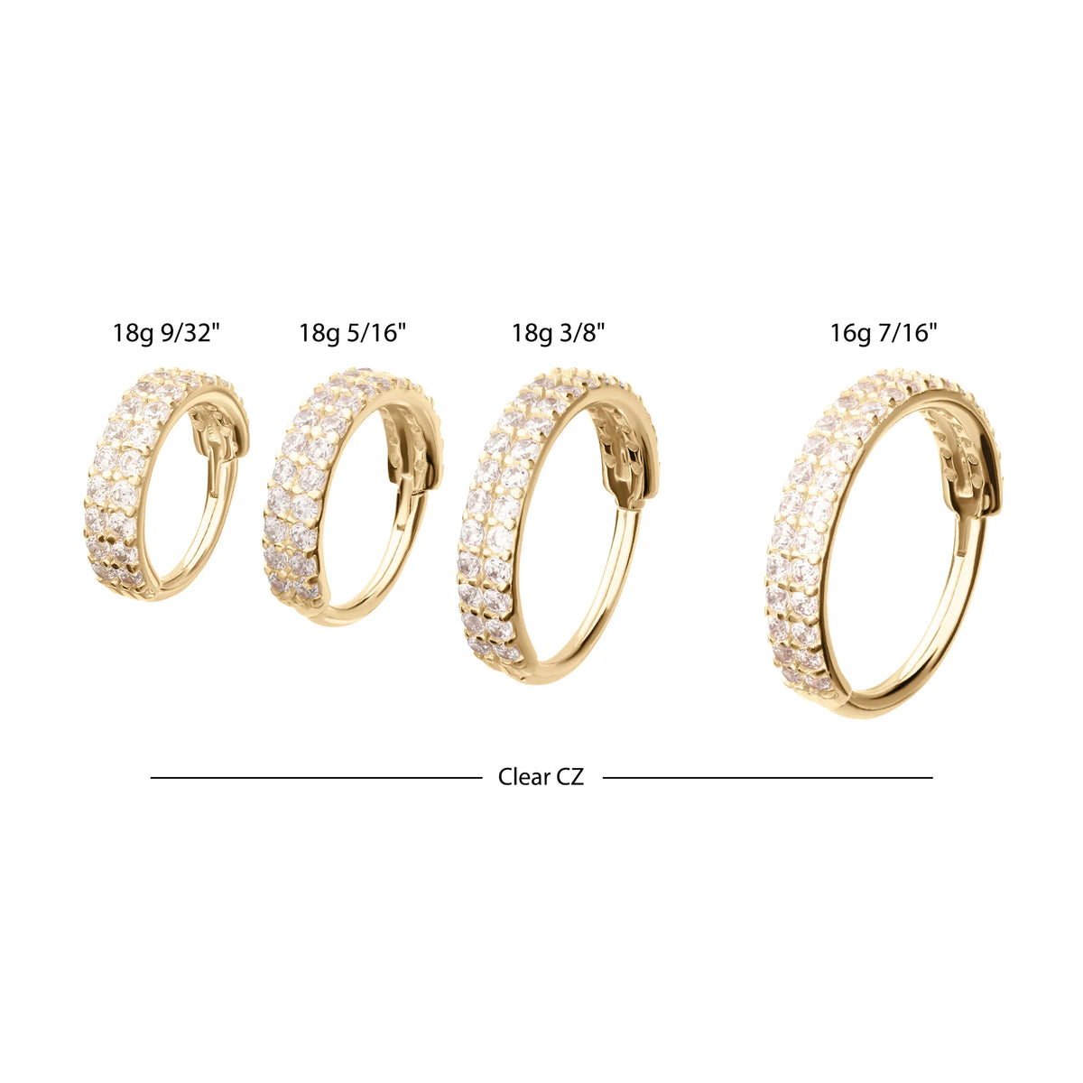 14Kt Yellow Gold Double Row Pave Gem Side Facing Hinged Segment Clicker