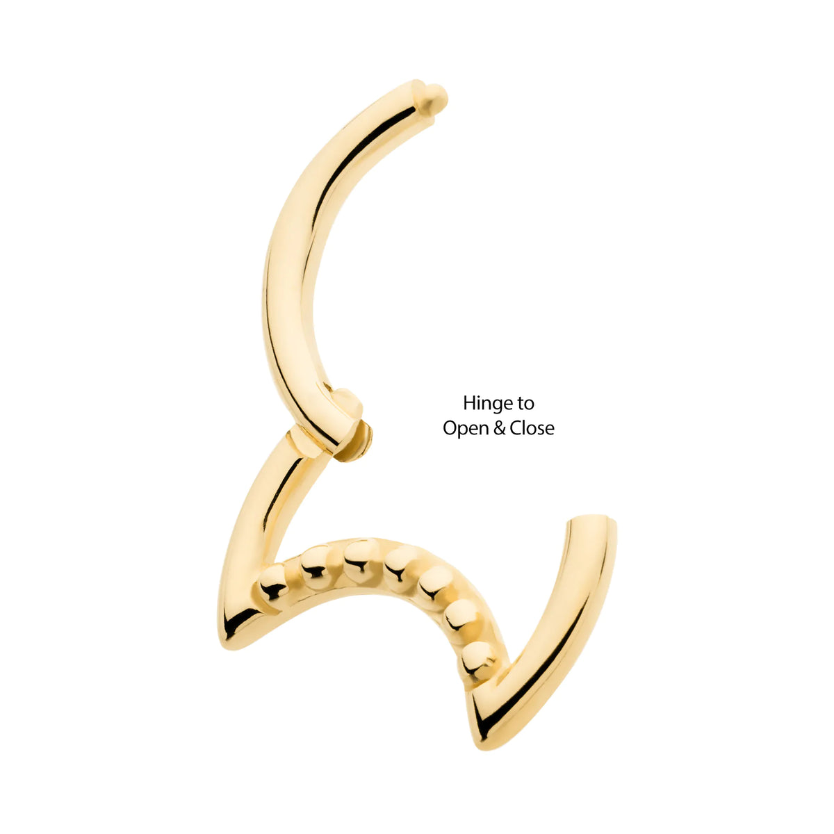 14Kt Yellow Gold 7 Bead Cluster Crescent Moon Shape Front Facing Hinged Segment Clicker