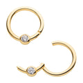 14Kt Yellow Gold with Bezel Set Clear CZ Front Facing Hinged Segment Clicker