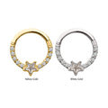 14Kt Gold 1mm CNC Set Gem Cluster with 3mm Star Gem Front Facing Hinged Segment Clicker