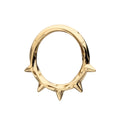 14Kt Yellow Gold Spike Edge Twisted Hoop Front Facing Hinged Segment Clicker