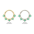 14Kt Gold Alternating Round & Princess Cut Prong Set Gem Front Facing Hinged Segment Clicker