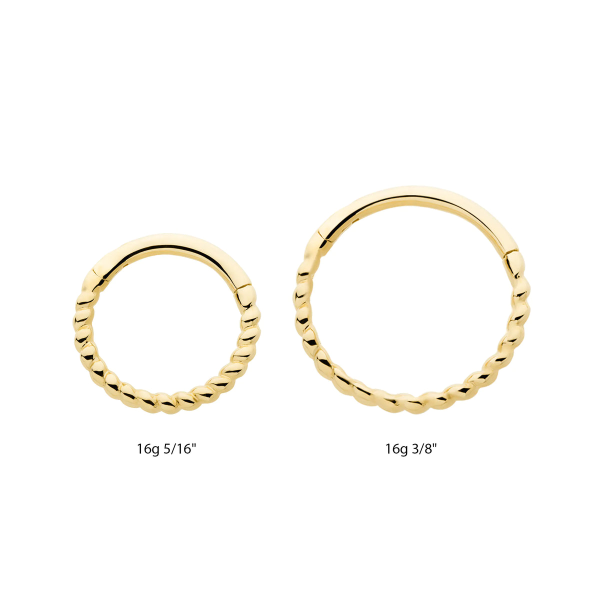 14Kt Yellow Gold Twisted Rope Front Facing Hinged Segment Clicker