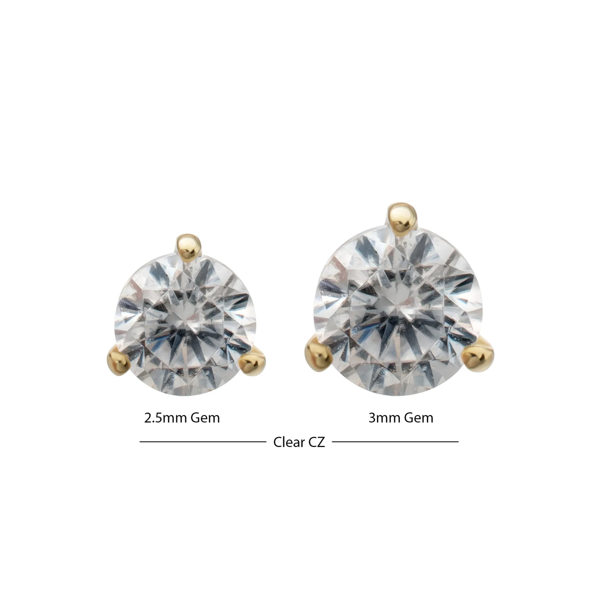 14Kt Yellow Gold M0.8 Internally Threaded 3-Prong Round Gem Top
