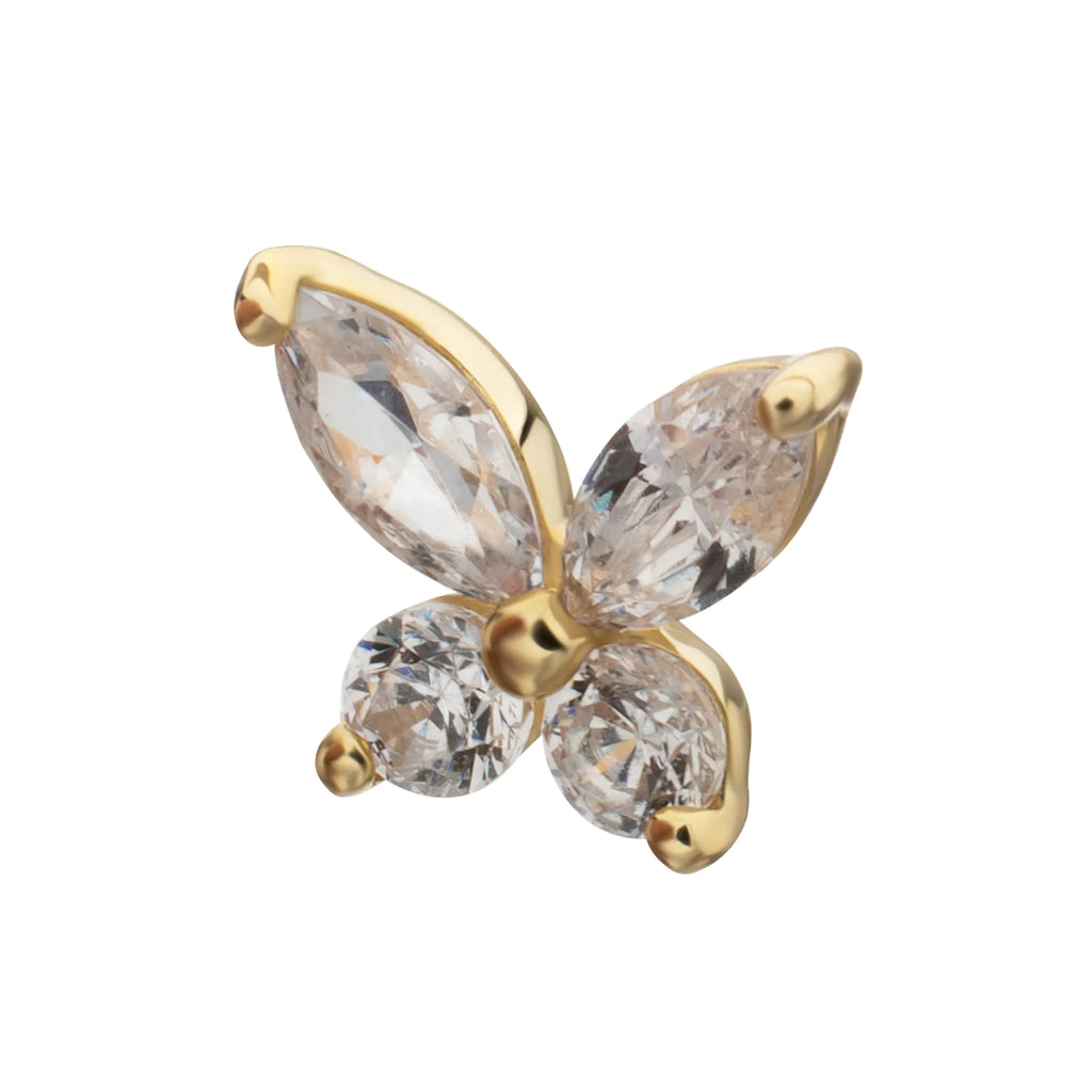 14Kt Yellow Gold M0.8 Internally Threaded Butterfly Prong Set Gem Top