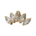 14Kt Yellow Gold M0.8 Internally Threaded Five-Gem Fan Marquise Cluster Top