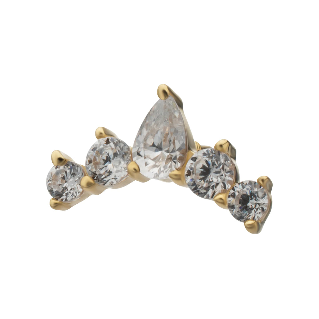 14Kt Yellow Gold M0.8 Internally Threaded Teardrop 5-Cluster Top