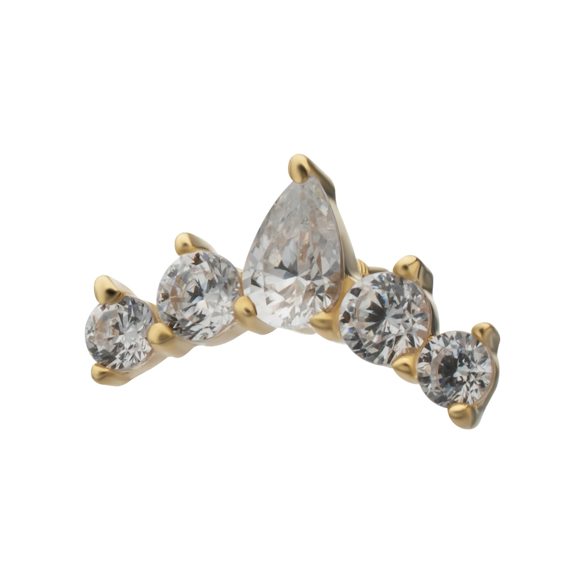 14Kt Yellow Gold M0.8 Internally Threaded Teardrop 5-Cluster Top
