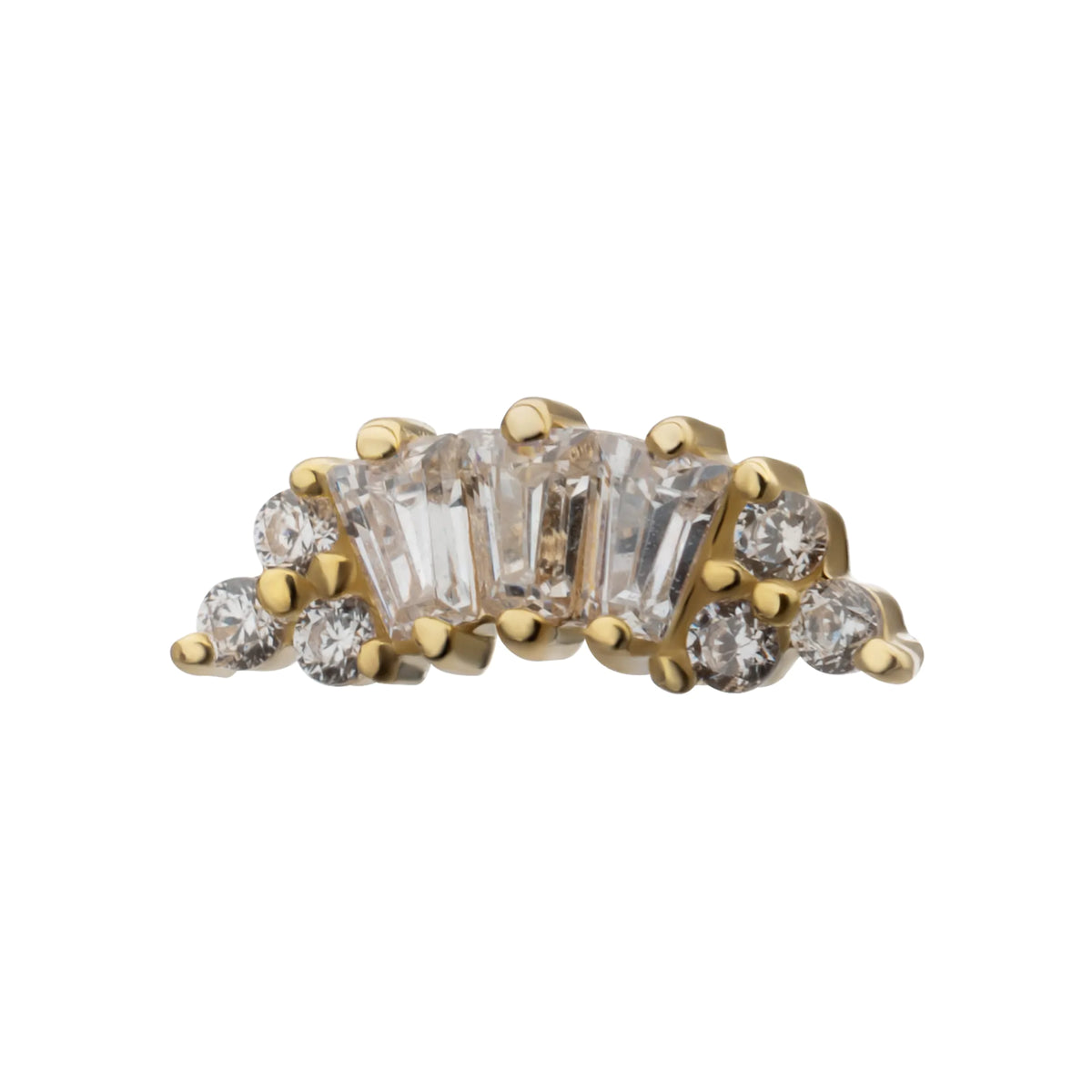 14Kt Yellow Gold M0.8 Internally Threaded Crown Baguette Cluster Top