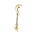 14Kt Yellow Gold M0.8 Internally Threaded Crescent Moon Top with Dangle Star