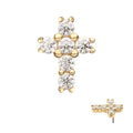 14kt Yellow Gold Threadless Prong Set Multi-Clear CZ Cross Top