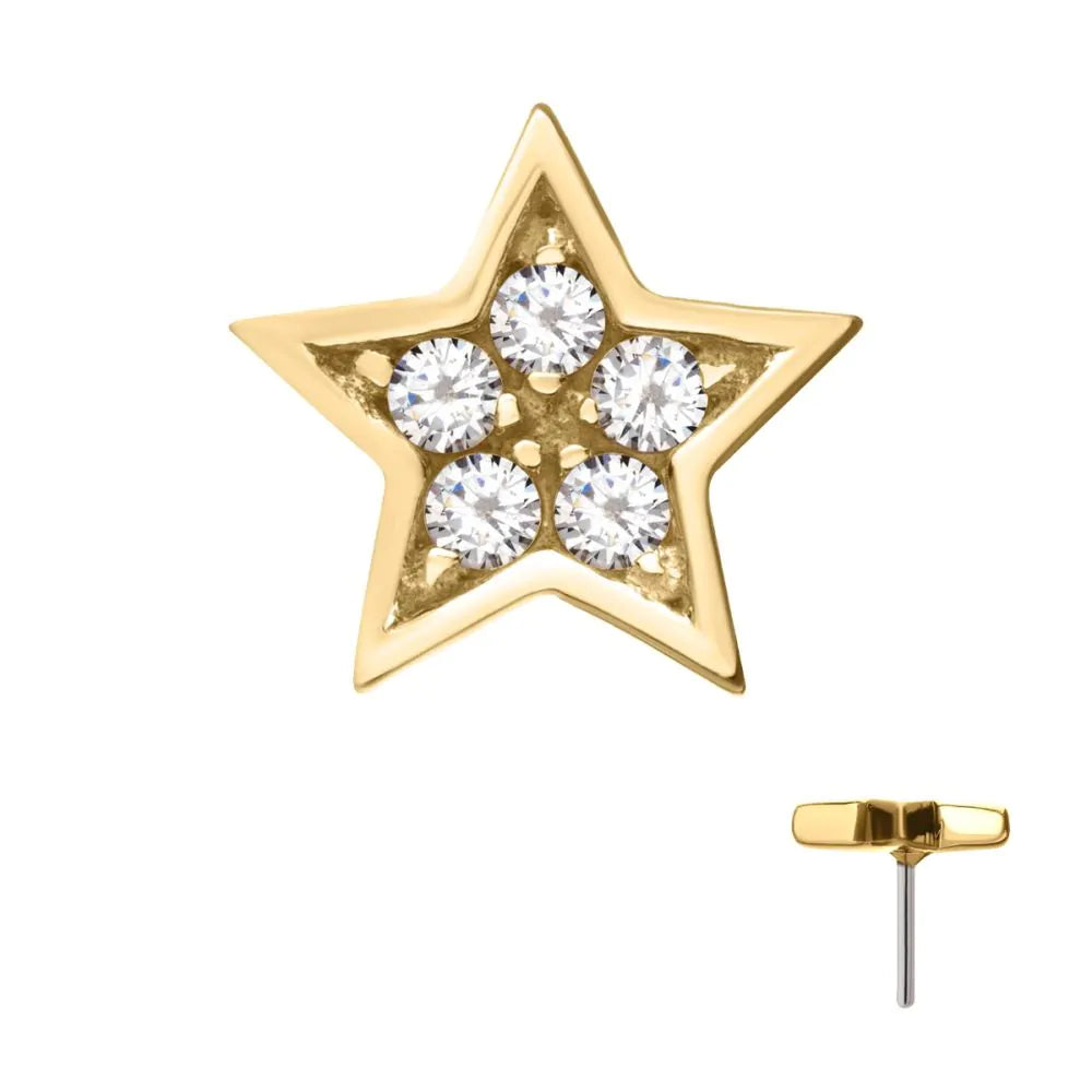 14Kt Gold Threadless Star Top with Prong Set Gem