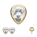 14Kt Gold Threadless Bezel Set Pear Gem Top