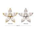 14Kt Gold Threadless Flower Top with 5 Petal Marquise Prong Set Gem