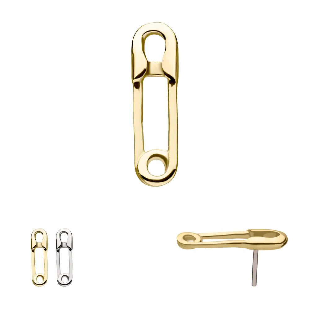 14Kt Gold Threadless Safety Pin Top