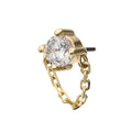 14Kt Yellow Gold Threadless 4-Prong Round Gem Top with Rolo Chain Dangle