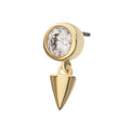 14Kt Yellow Gold Threadless Bezel Set Round Gem Top with Spike Dangle
