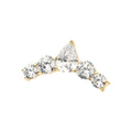 14Kt Yellow Threadless Curved Bar Top with 5-Cluster Round & Teardrop Gem