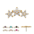 14Kt Yellow Gold Threadless 6-Prong Gem Cluster Tri-Flower Top