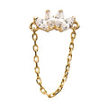 14Kt Yellow Gold Threadless Prong Set 4 Clear CZ Marquise Top with Dangling Chain