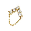 14Kt Yellow Gold Threadless 5 Round Prong Set CZ Chevron Shape Top with Dangle Chain