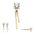 14Kt Gold Threadless Prong Set CZ Top with Dangle Double Box Chain