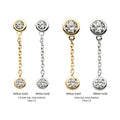 14Kt Gold Threadless Double Bezel Set Round CZ with Dangle Chain Top