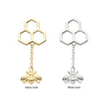 14Kt Gold Threadless Honeycomb with Dangle Chain & Bee Top