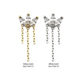 14Kt Gold Threadless 3 Cluster Fan Shape Marquise CZ/Opal Top with Dangle Triple Chain