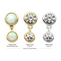 14Kt Gold Threadless Double Bezel Set Round CZ Dangle Top