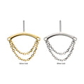 14Kt Gold Threadless Vertical Helix Curved Bar Top with 2-Tier Chain Dangle